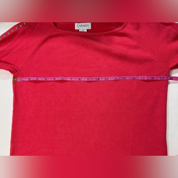 COPY - CARMEN MARC VALVO Poppy red 3/4 sleeve top size‎ M - Picture 11 of 12